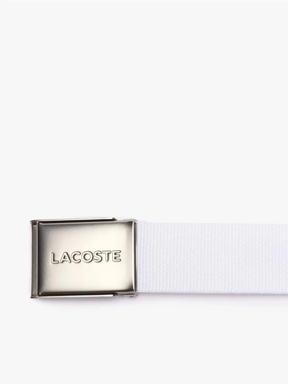 Lacoste white belt with green crocodile logo